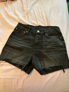 American Eagle Outfitters Black Distressed Cutoff Denim Shorts
